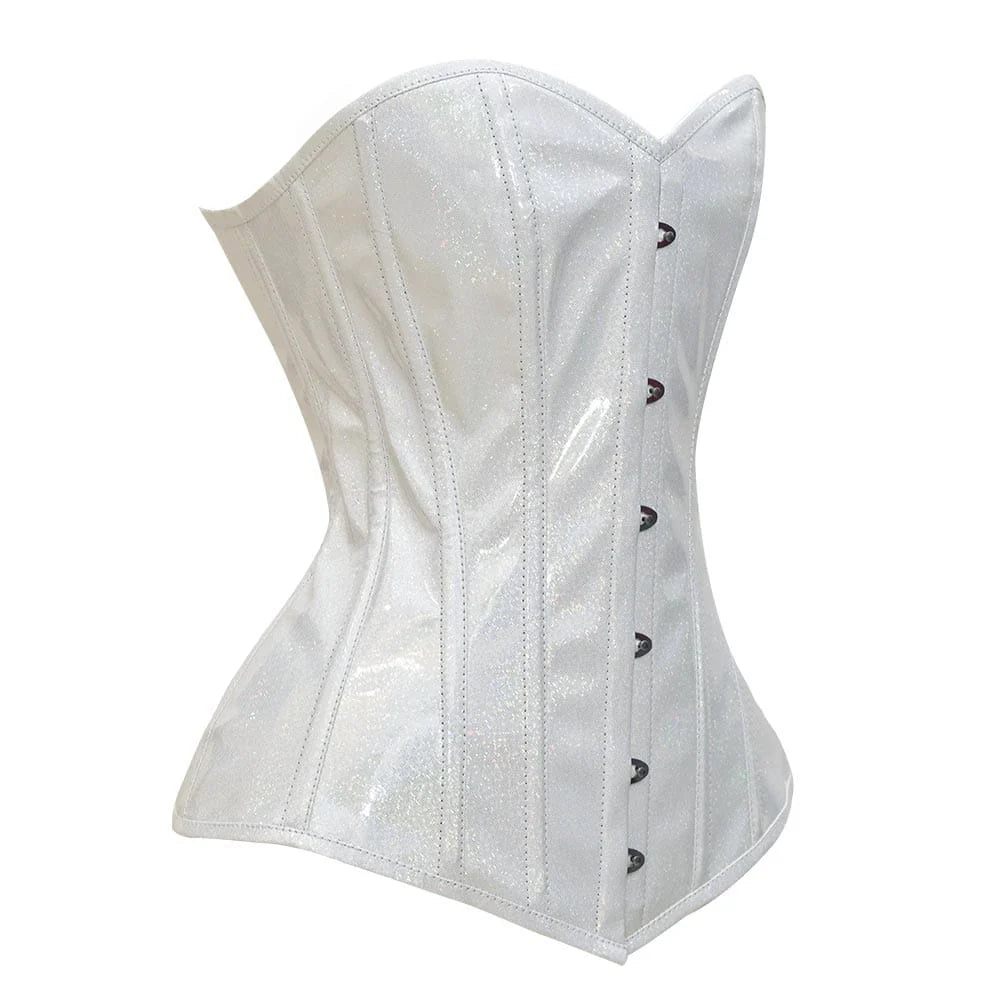 Shiny White Over Bust Corset - Laced Corset