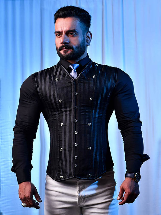 Corset Vest Male - Brocade Men Corsets