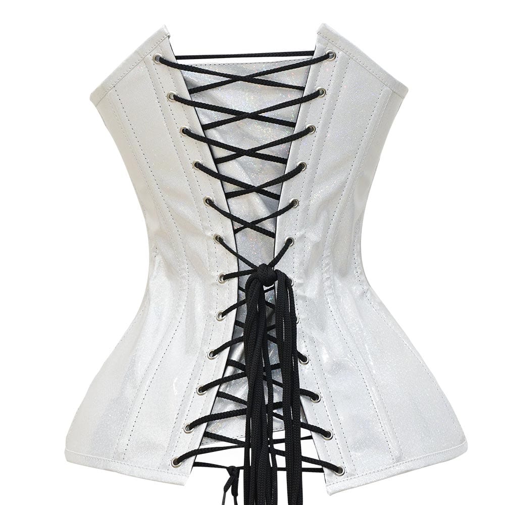 Shiny White Over Bust Corset - Laced Corset