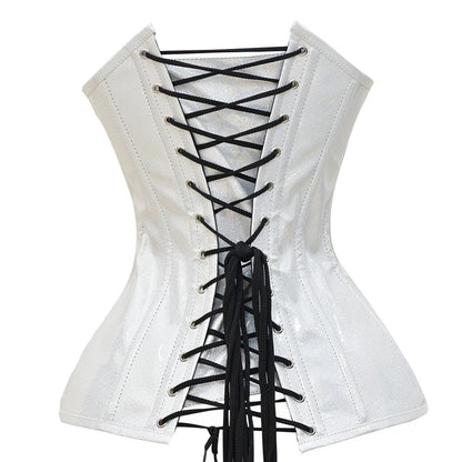 Shiny White Over Bust Corset - Laced Corset